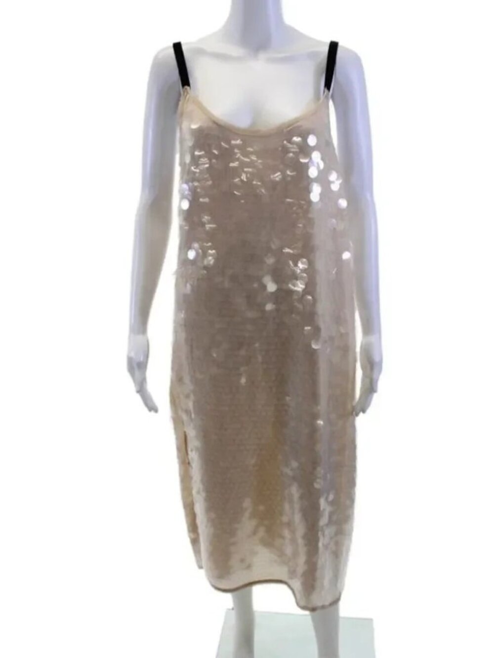 Zara Woman Women Slip Dress Beige Sleeveless Mid-Calf 90s Size S